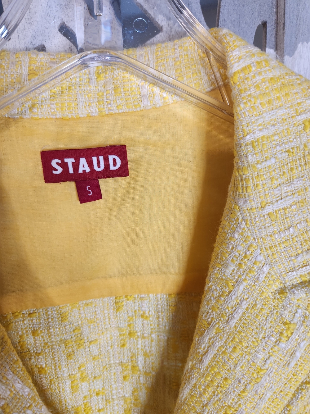 STAUD Yellow Tweed Blazer Jacket